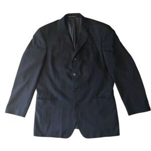 HUGO BOSS Blazer Men 40R‎ Black Pure New Wool Notch Lapel 4 Button Fully Lined
